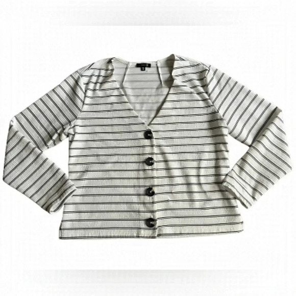 🤍 Dynamite Striped Button-Up Cardigan Top – Tailored Fit - Picture 1 of 8